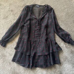 Black Sheer Dress with Pink Hearts